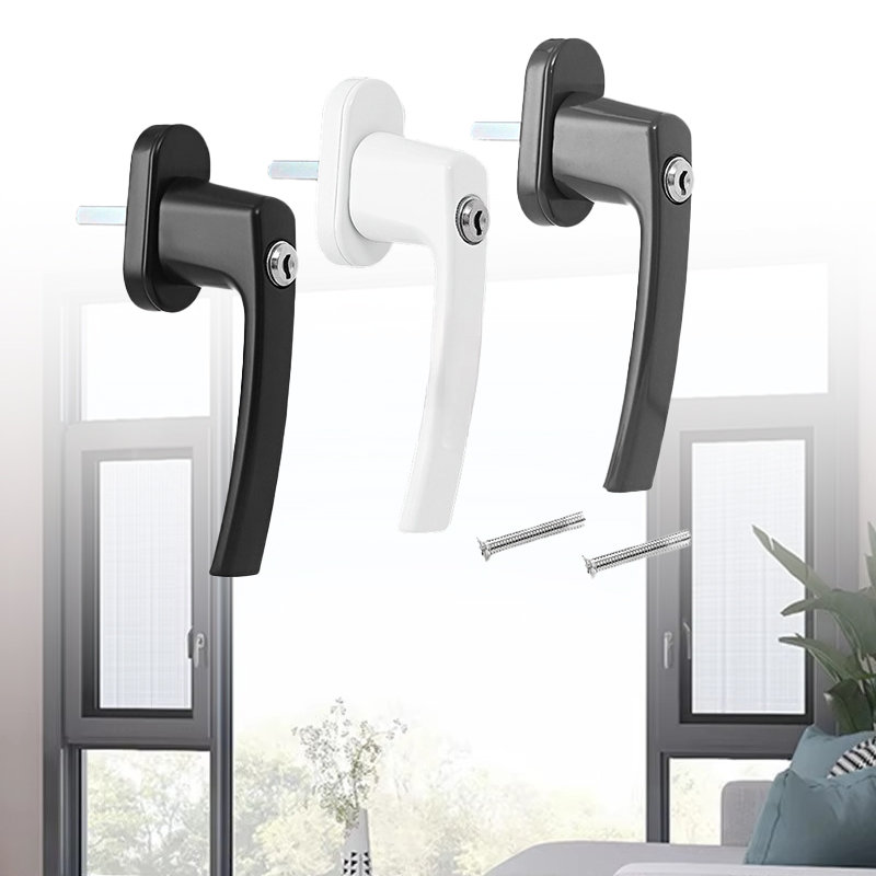 Window Lock Bar - มือจับหน้าต่างแบบเปิดเข้าด้านในทำจากพลาสติก-เหล็ก, ตัวล็อคแบบดึงสำหรับหน้าต่างบานเปิด, ตัวล็อคสำหรับประตูบานเลื่อนและหน้าต่าง